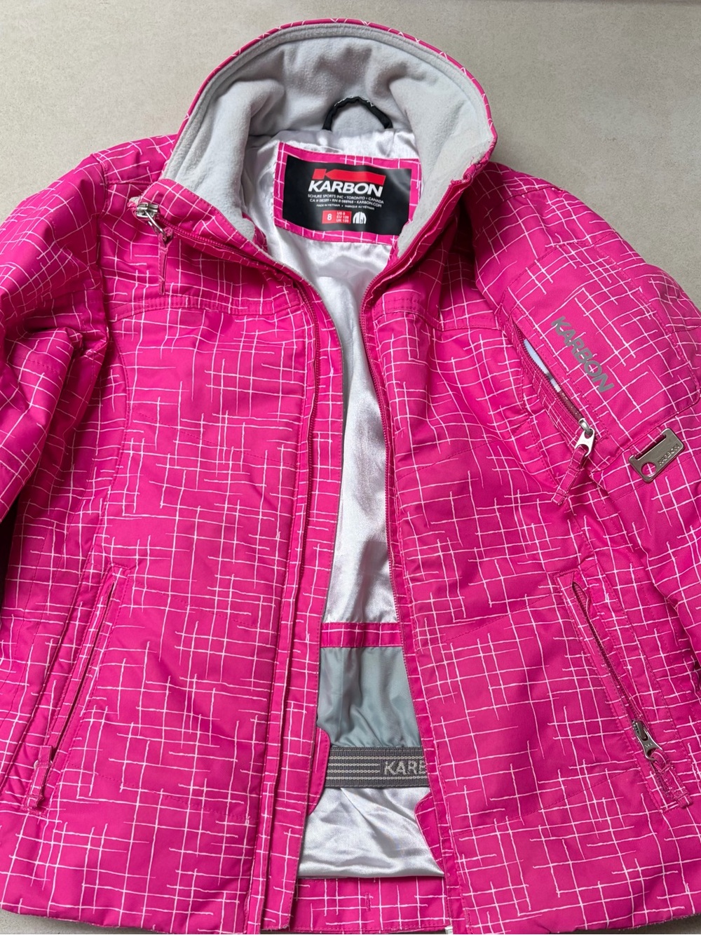 Karbon Girls' Bright Pink Insulated Puffer Jacket